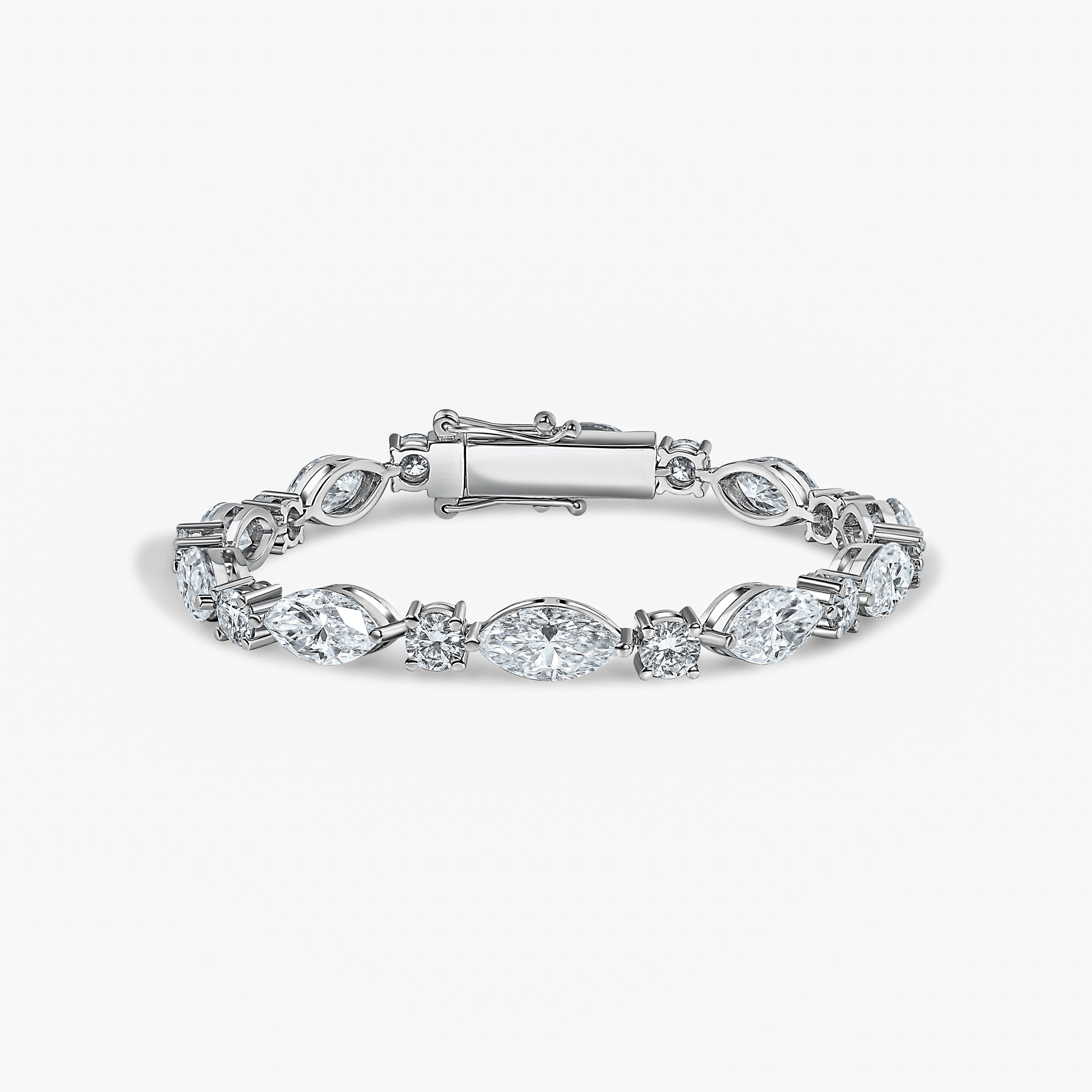 The Yves Bracelet sterling silver 12.5ct marquise round moissanite Viviana Halil