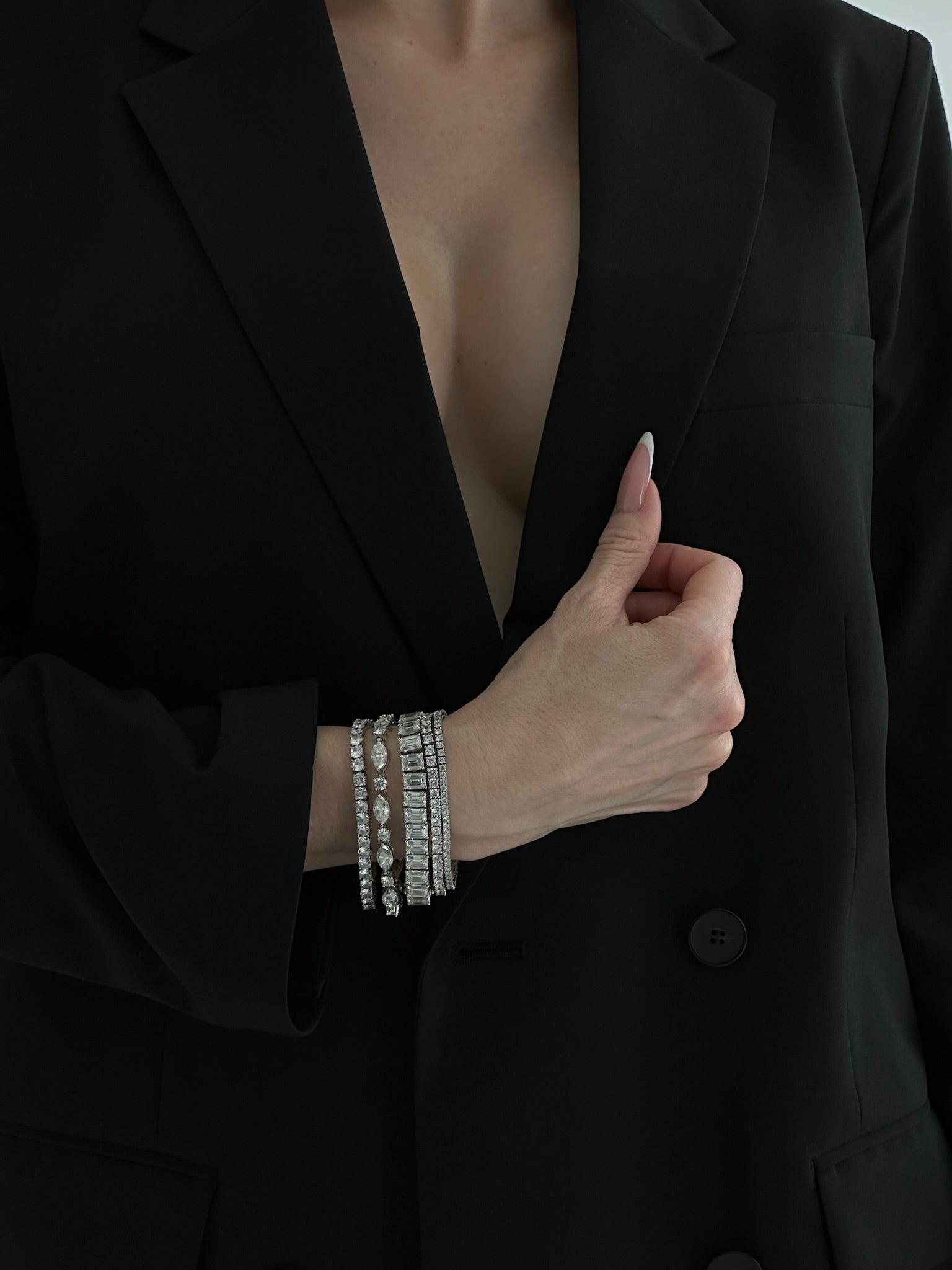 The Yves Bracelet sterling silver 12.5ct marquise round moissanite Viviana Halil