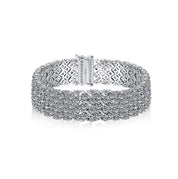 The Chiara Ladies Pavé Wide Mesh Bracelet in Sterling Silver by Viviana Halil