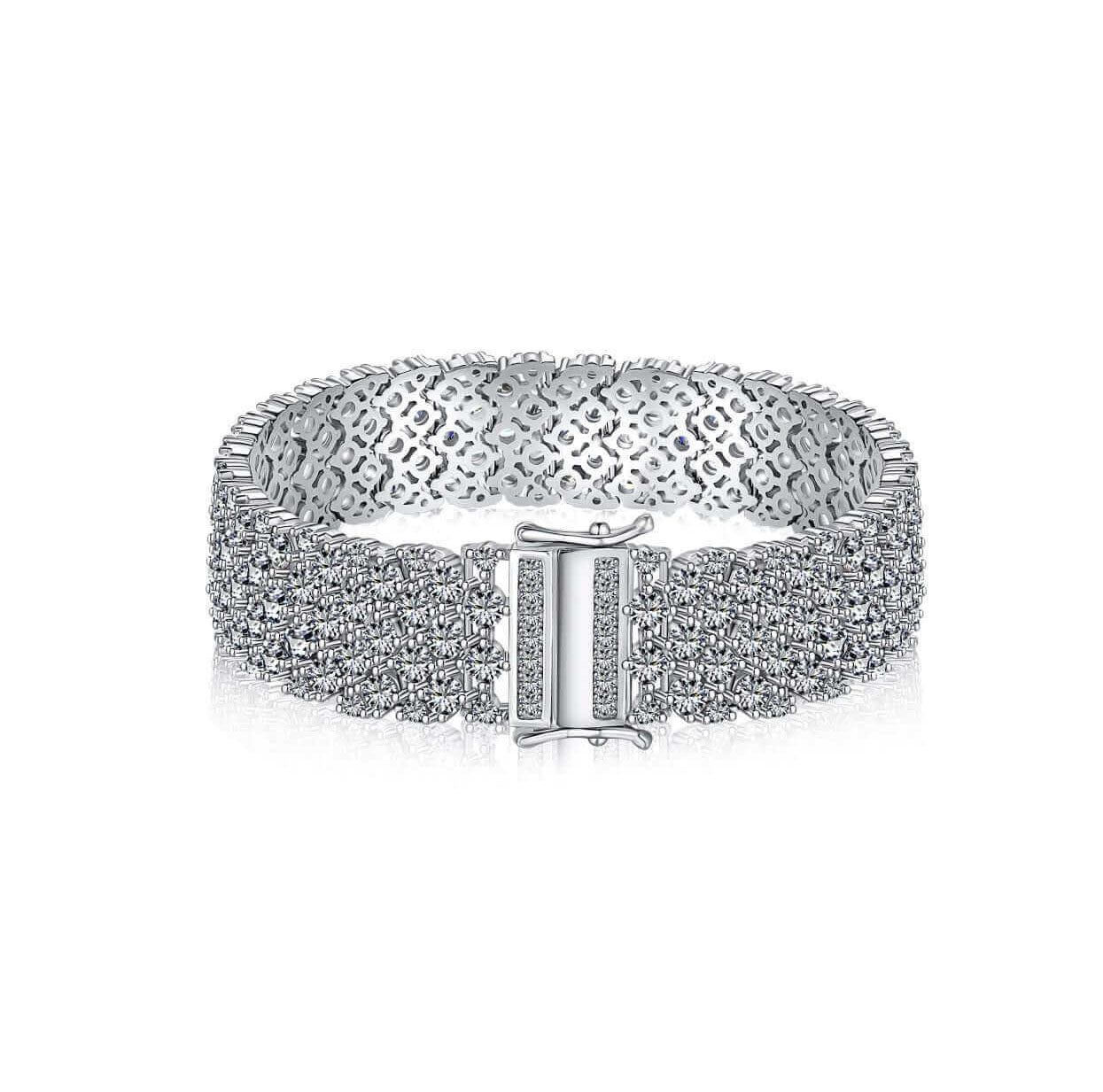 Sterling silver premium CZ mesh bracelet with a wide silhouette by Viviana Halil