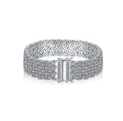 Sterling silver premium CZ mesh bracelet with a wide silhouette by Viviana Halil