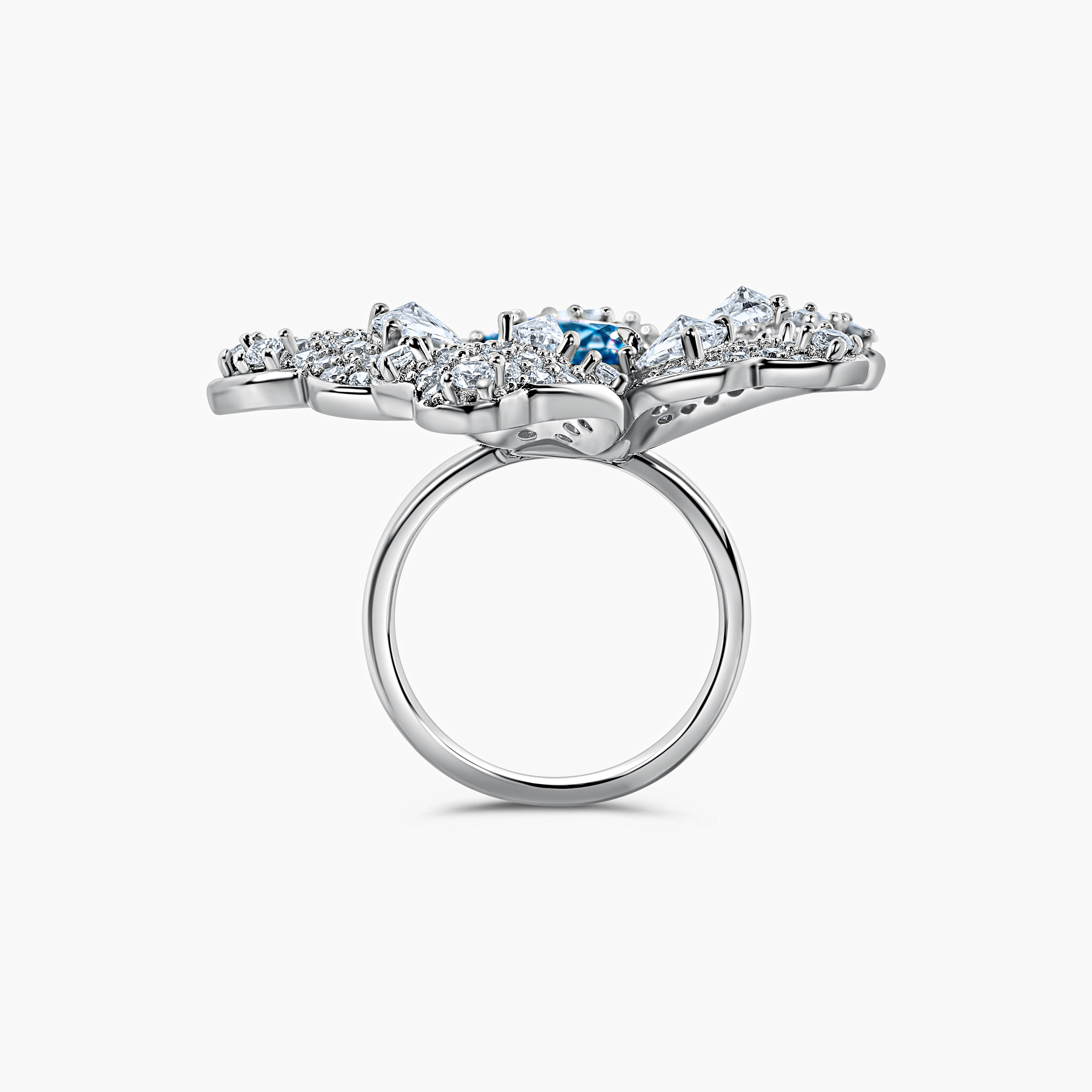  The flower ring by VH crafted in sterling silver and flawless moissanite. Loved by celebrities worn by icons. 