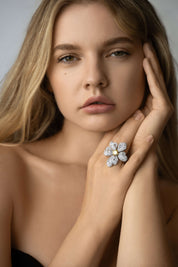 The Flower Ring sterling silver and  diamond alternative design by Viviana Halil 