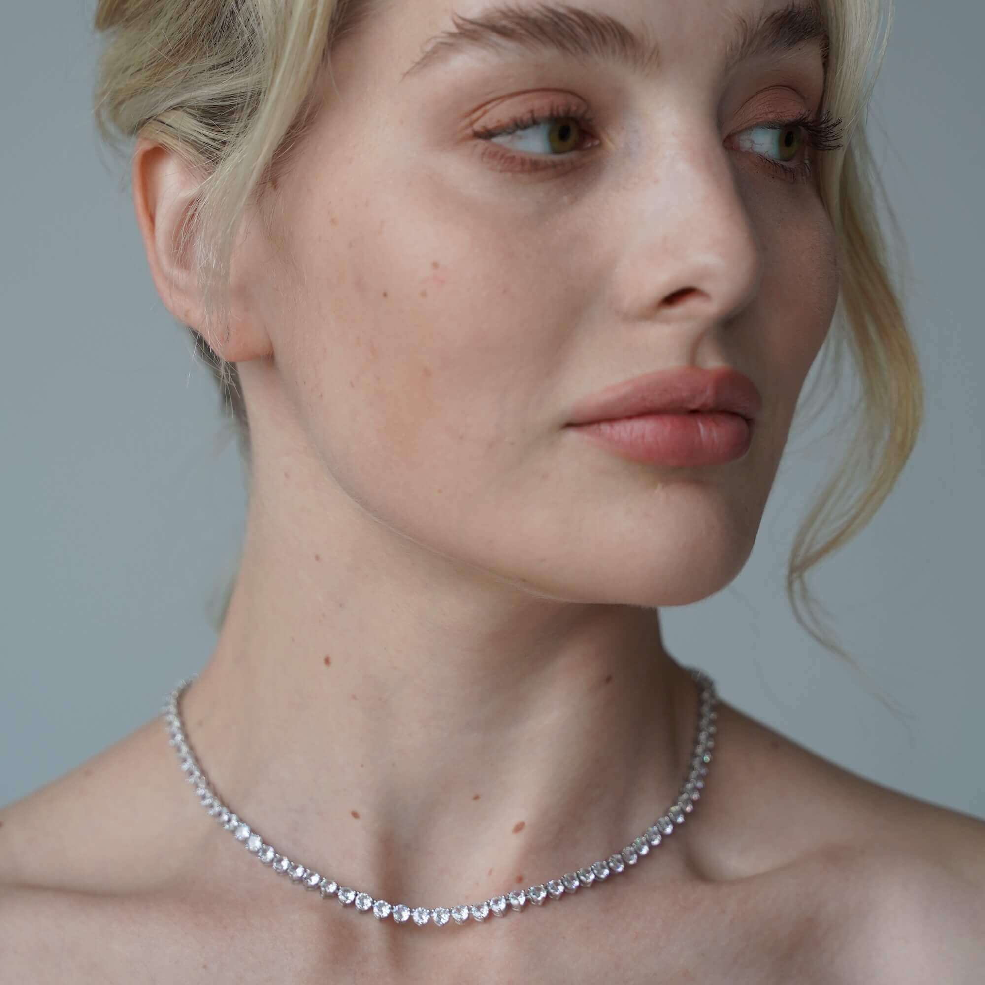 The luxxe tenne. premium zirconia tennis necklace by Viviana Halil 
