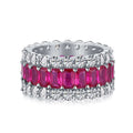 The Sephora Fuchsia Pink Emerald-Cut Eternity Ring In Sterling Silver by Viviana Halil