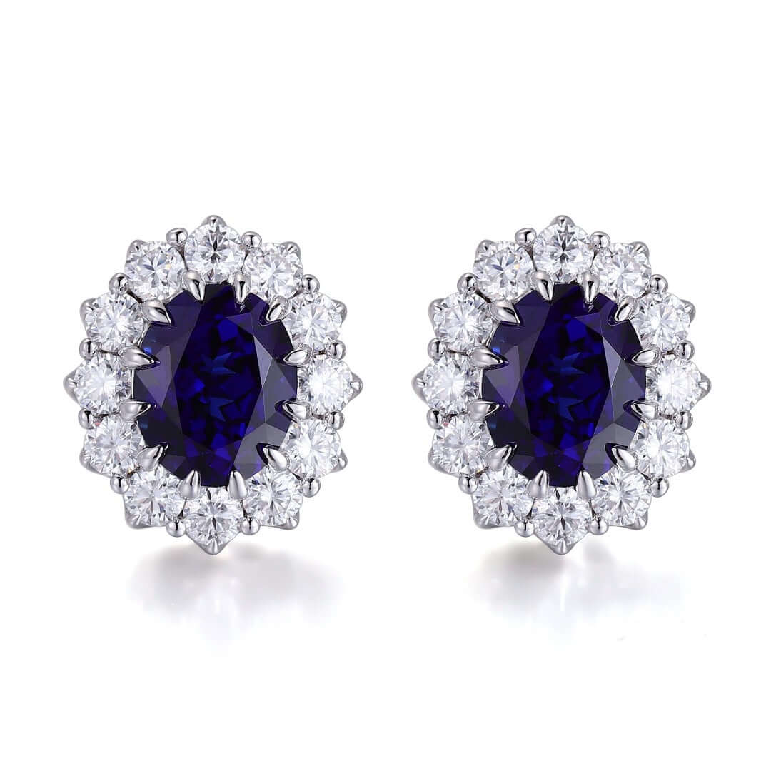 The Yahara Earrings in Lab Blue Sapphire