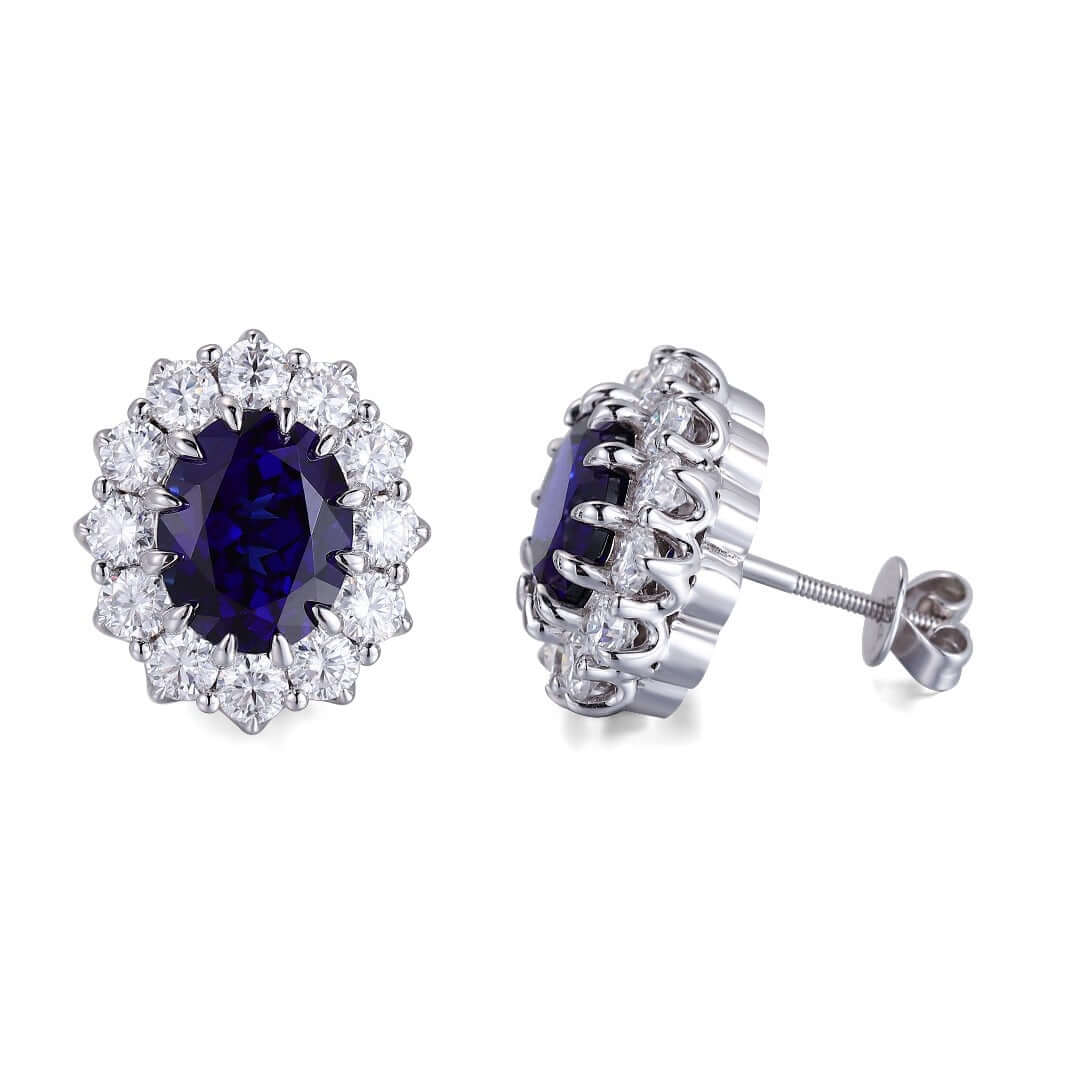 The Yahara Earrings in Lab Blue Sapphire