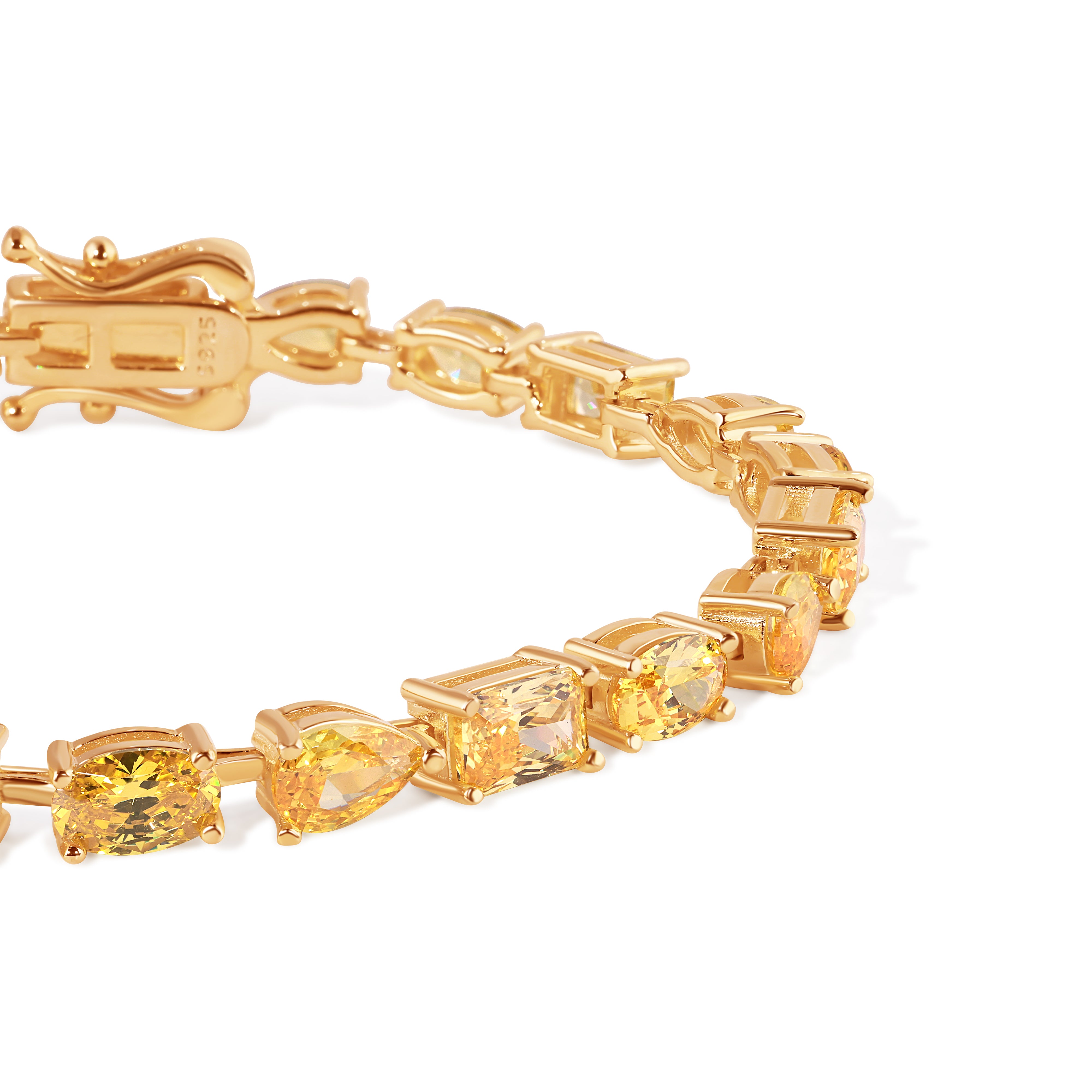 the zara luxury bracelet with round, pear, marquise, and emerald cuts by viviana halil


