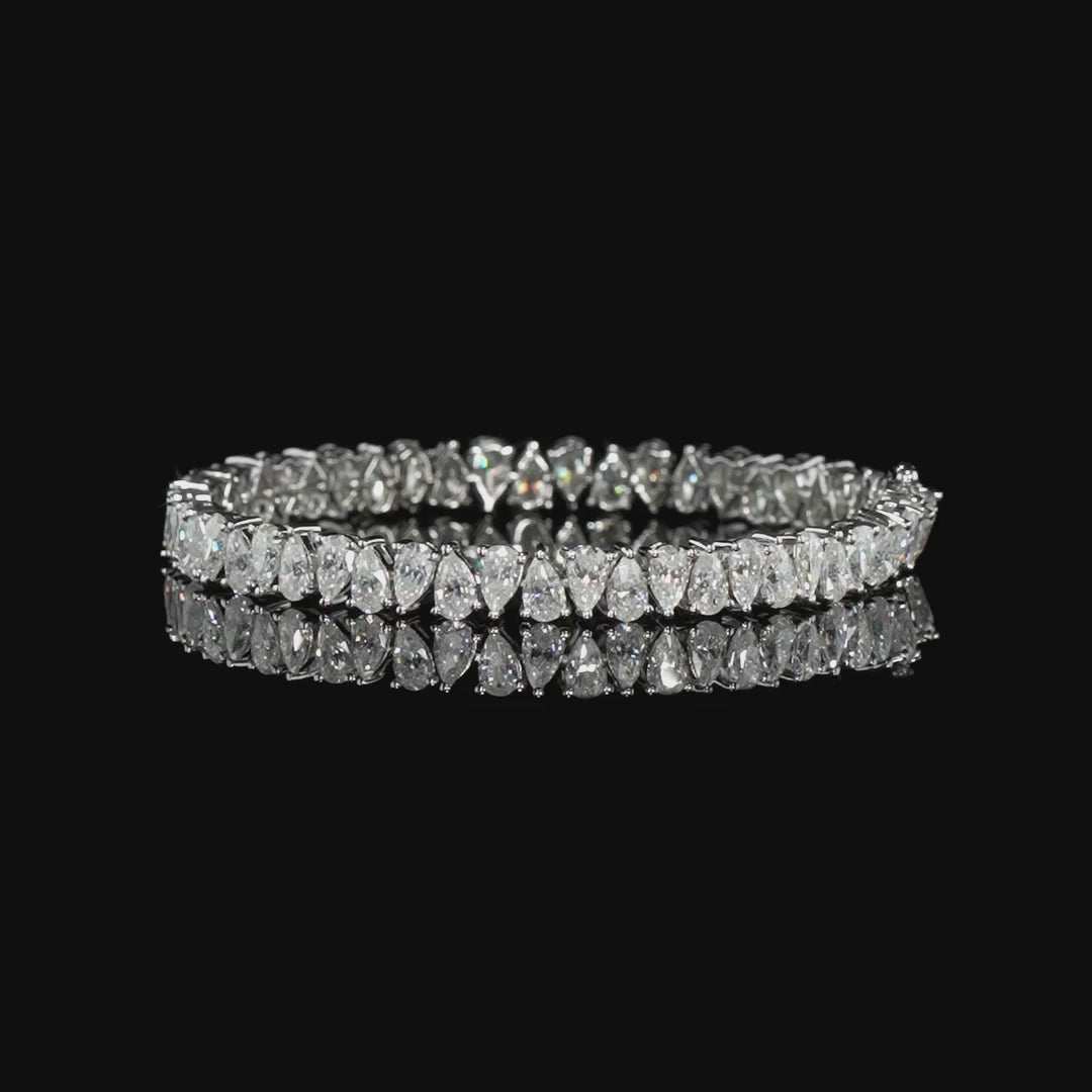 pear shape moissanite tennis bracelet in sterling silver video