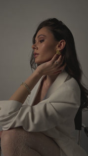 The Martha Earrings worn by model designed by Viviana Halil.