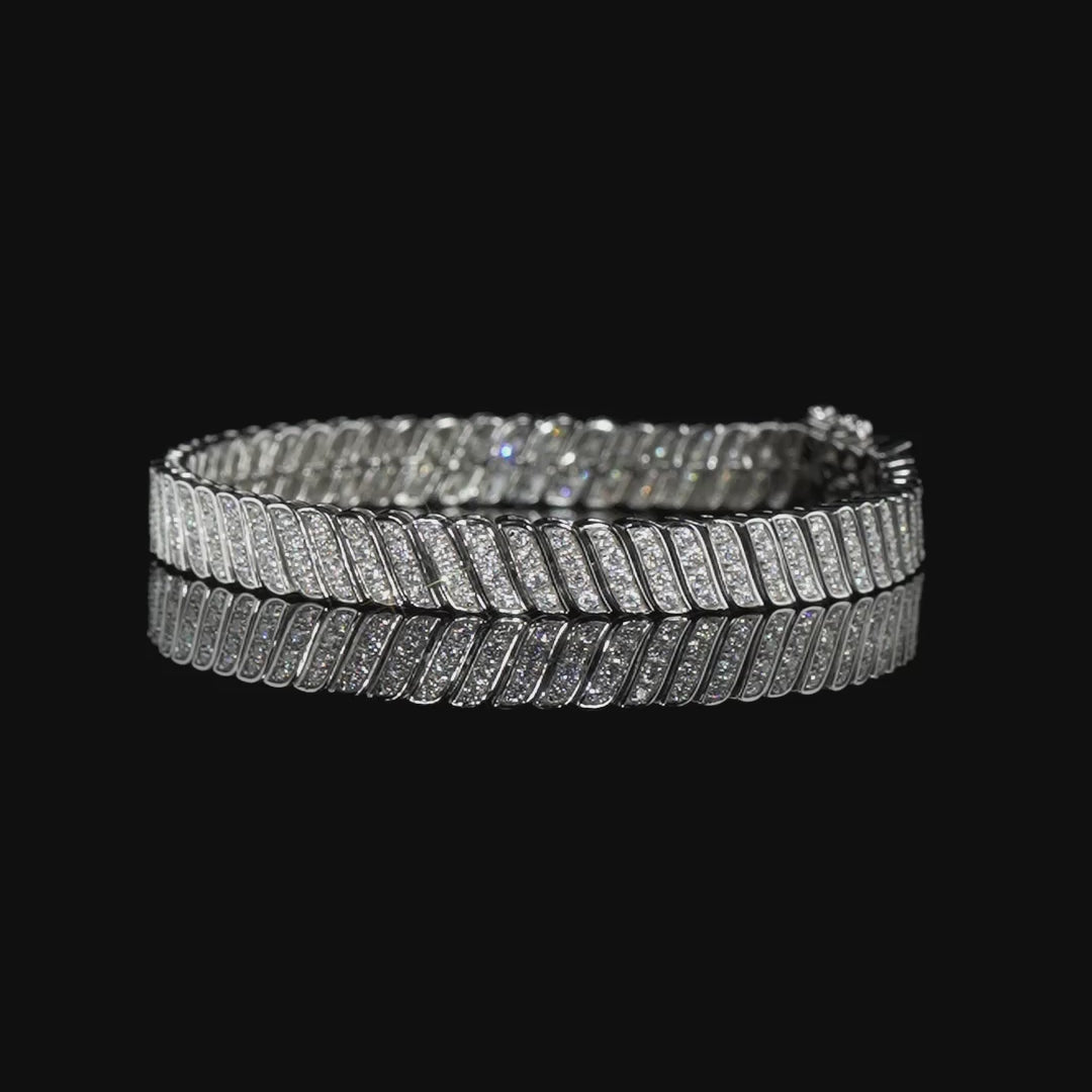 The Gaia Moissanite Bracelet showing its lustrous wave pavé links. Expertly handcrafted by Viviana Halil of Beverly Hills. 