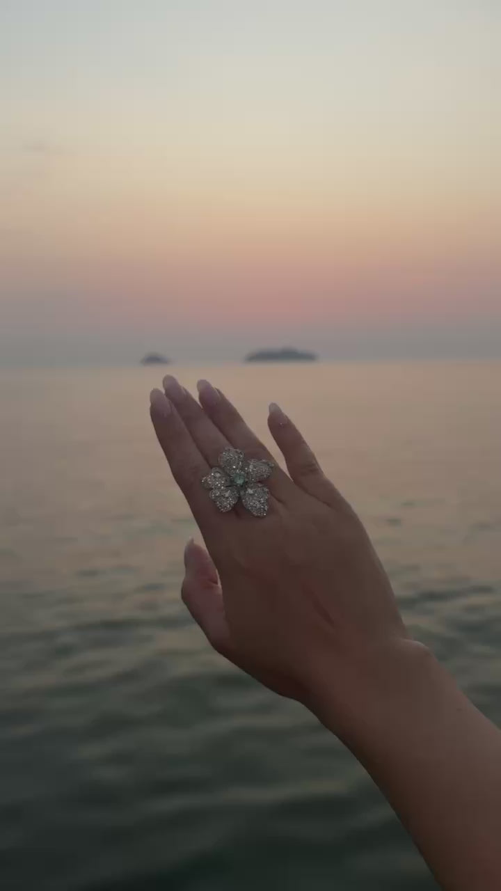 The Flower Moissanite Ring in Sterling Silver