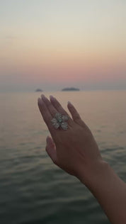 The Flower Moissanite Ring in Sterling Silver