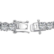 Close-up of the luxxe tenne cubic zirconia  in sterling silver with a secure clasp by Viviana Halil. 

