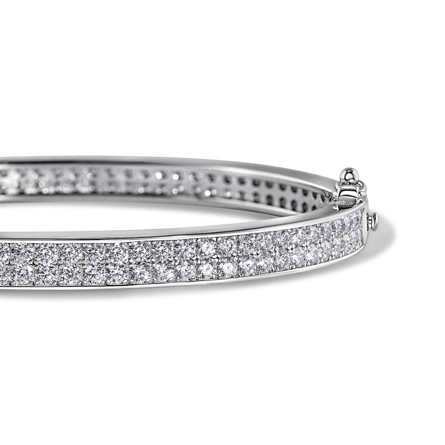 the agnes bangle in sterling silver and diamond simulant Moissanite