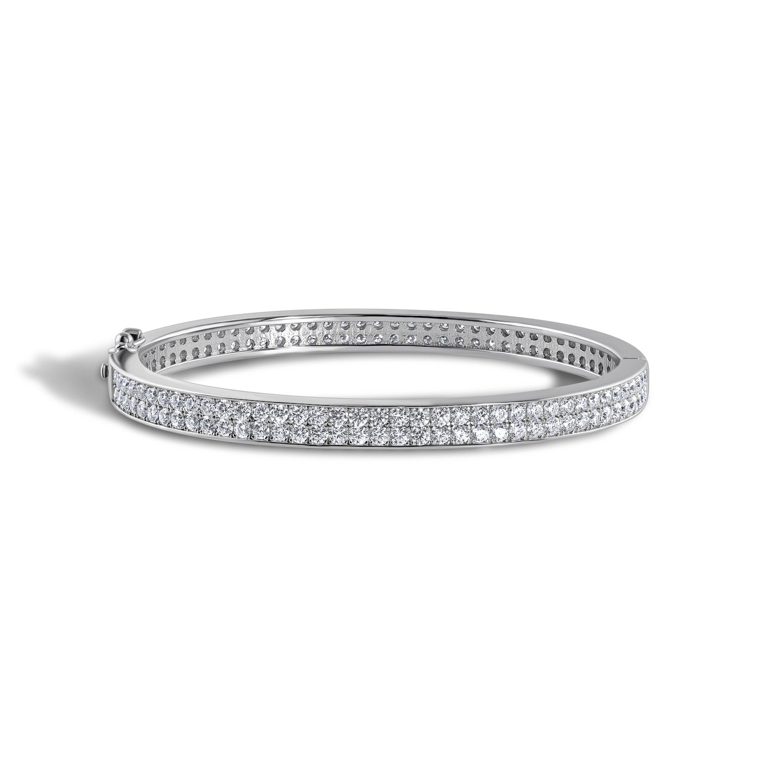 The Agnes Bangle by Viviana Halil – sterling silver bracelet set with diamond simulant flawless moissanite stones.