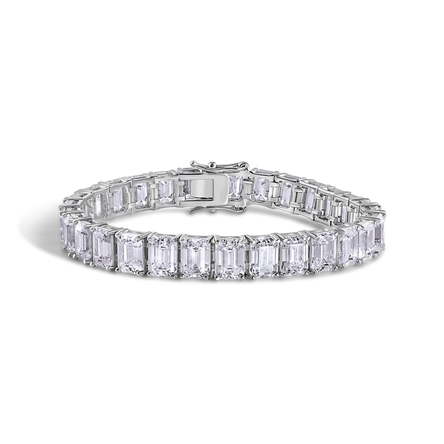 The Ari Bracelet by Viviana Halil – 27ct emerald-cut flawless moissanite tennis bracelet.
