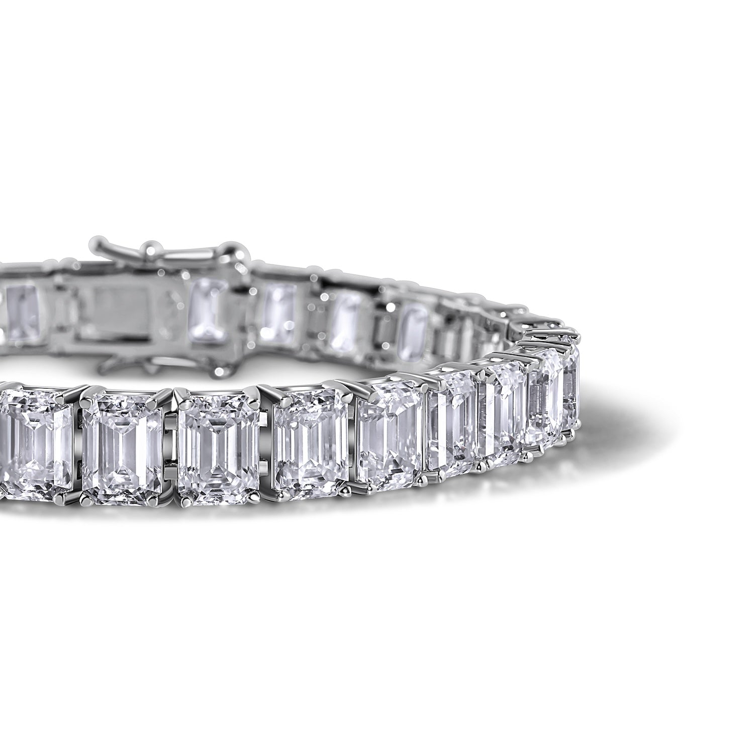 The Ari emerald-cut diamond simulant bracelet in sterling silver by VH

