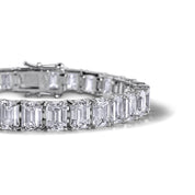 The Ari emerald-cut diamond simulant bracelet in sterling silver by VH

