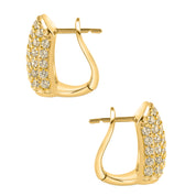 The Audrey Earrings in 18k gold close-up showing yellow diamond-like brilliance designed by Viviana Halil.


