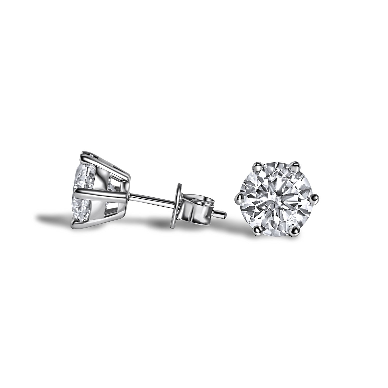 pair of sterling silver stud earrings with brilliant sparkle by VH
