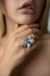 The Flower Ring feminine power jewelry design by Viviana Halil from Beverly Hills. 
