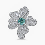 The flower ring crafted with moissanite set on sterling silver a design by Viviana Halil 