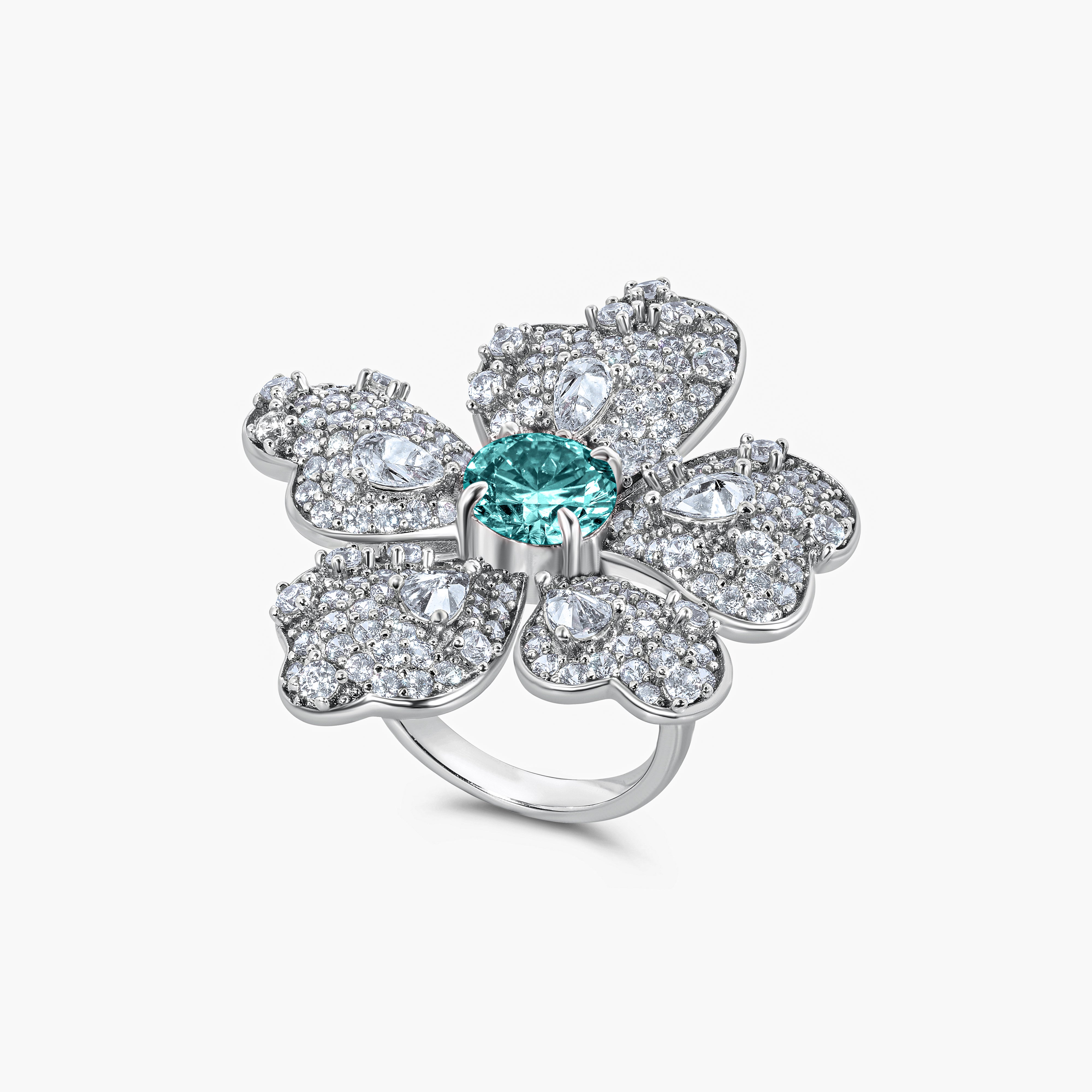 The Flower Ring featured in Vogue sculptural jewelry by Viviana Halil made in beverly hills.