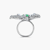 Viviana Halil Flower Ring sterling silver diamond alternative designed in Beverly Hills. 