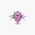 Pink pear-cut cocktail ring in sterling silver with a bold three-stone setting
