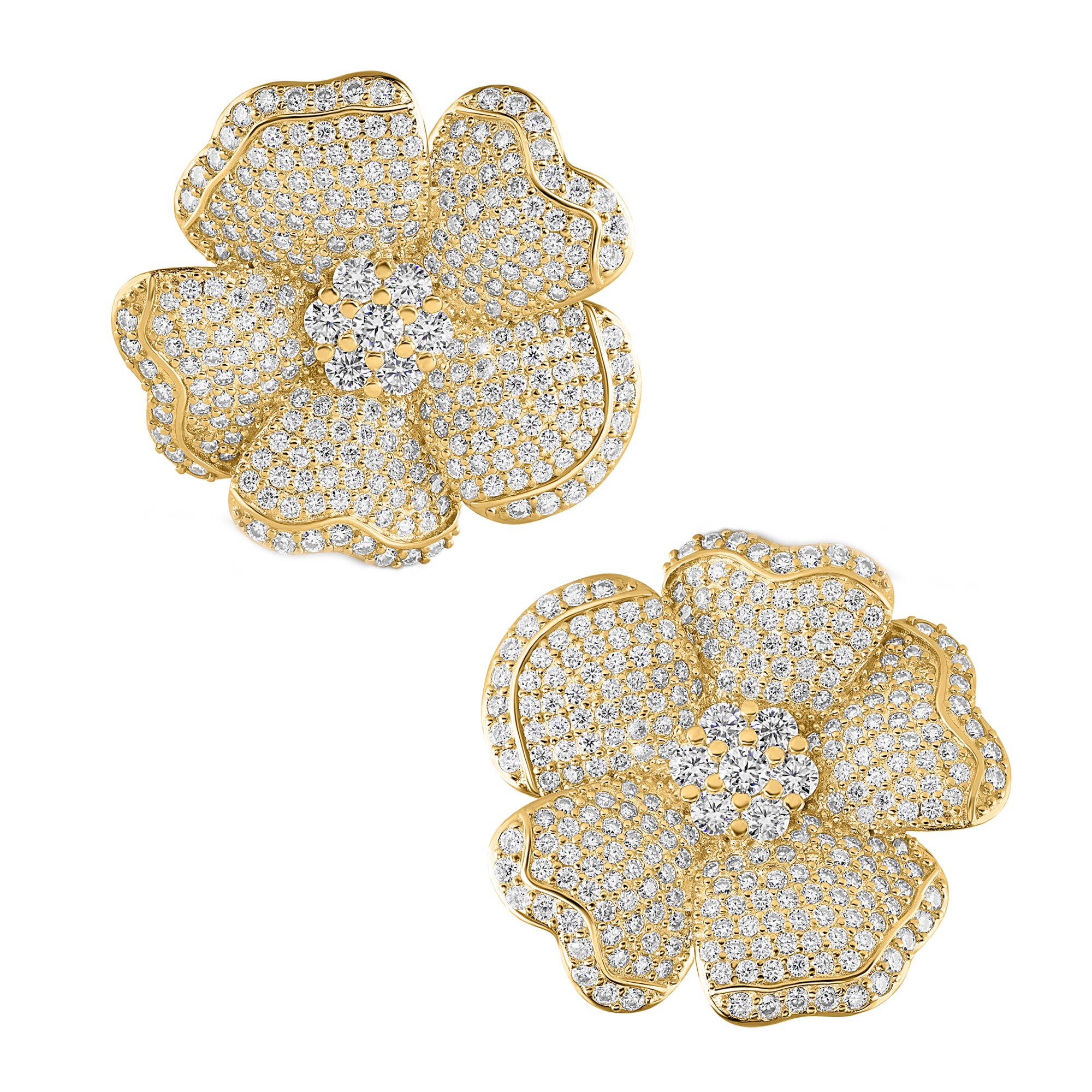 The Harriet Earrings by Viviana Halil in 18k gold coated sterling silver set with flawless diamond simulants.