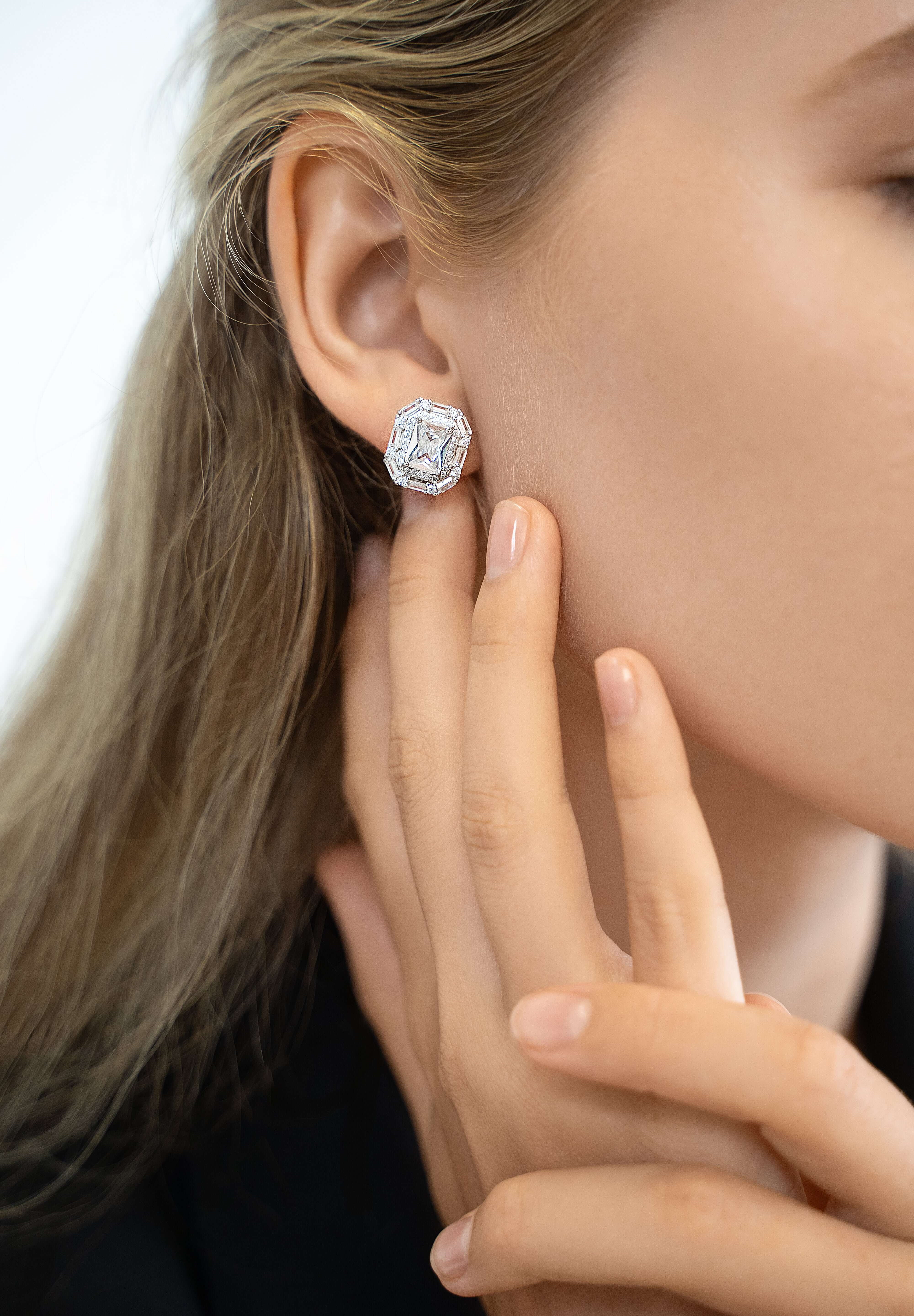 luxury sterling silver earrings diamond alternatives VH
