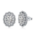 The Louis Oval Double Halo Stud Earrings in Sterling Silver by Viviana Halil