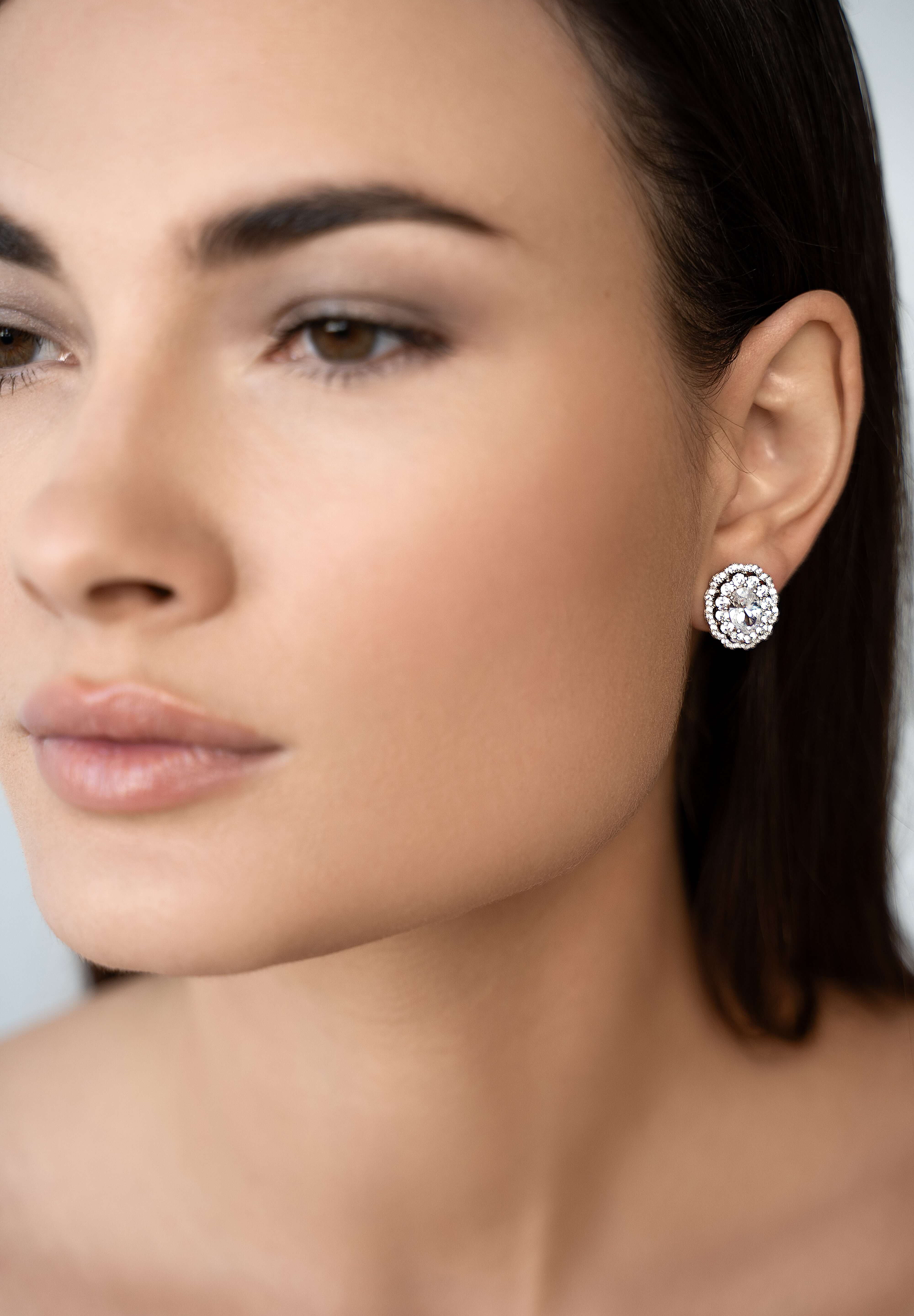 The Louis earring vintage inspired design set in sterling silver and diamond simulants by VH
