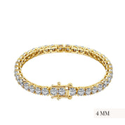 The Luxxe Tenne 4mm tennis bracelet in 18k gold coated sterling silver by Viviana Halil.
