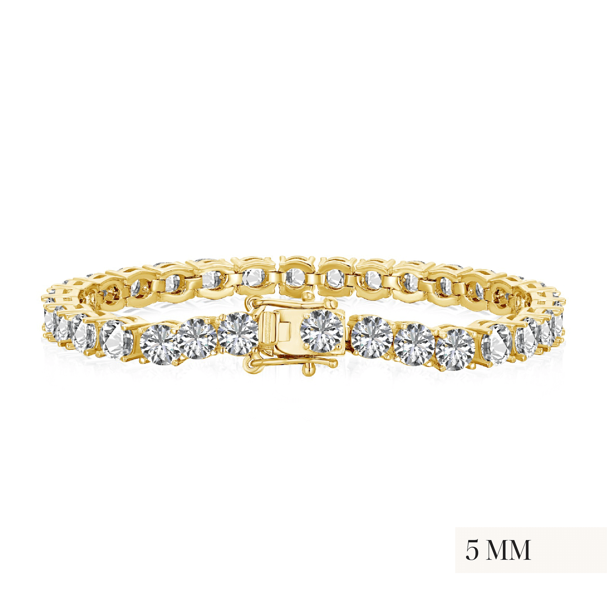 Luxxe Tenné Gold Bracelet 5mm with cubic zirconia stones set on 18k gold coated sterling silver by viviana halil. 