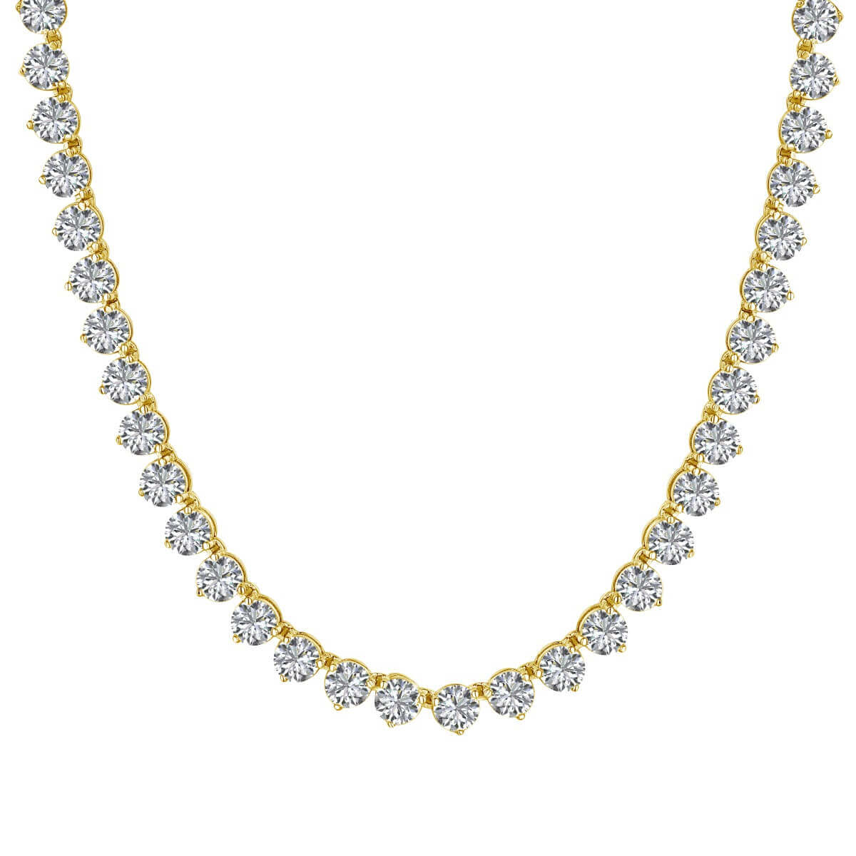 The Luxxe Tenne 4mm tennis necklace in 18k gold by Viviana Halil.

