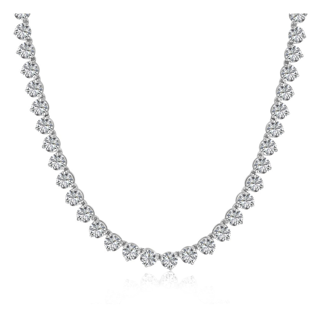 4mm tennis necklace in sterling silver with hand-set premium round VH zirconia stones by Viviana Halil.