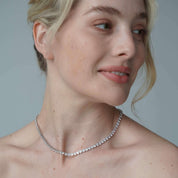 The luxxe tenne sterling silver 4mm premium zirconia necklace by Viviana Halil.