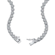 the luxxe tenne sterling silver tennis necklace in 4mm with box clasp.
