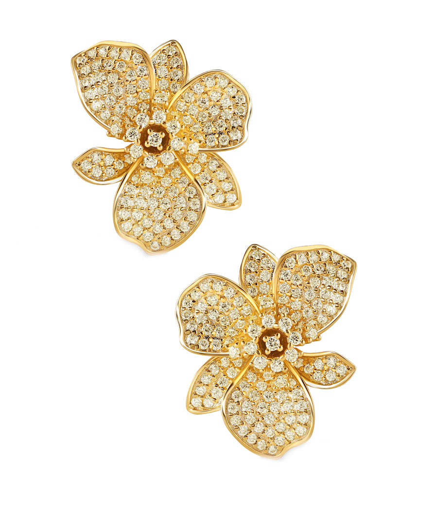 The Martha Earrings 18k gold coated sterling silver flower earrings adorned with premium zirconia stones.
