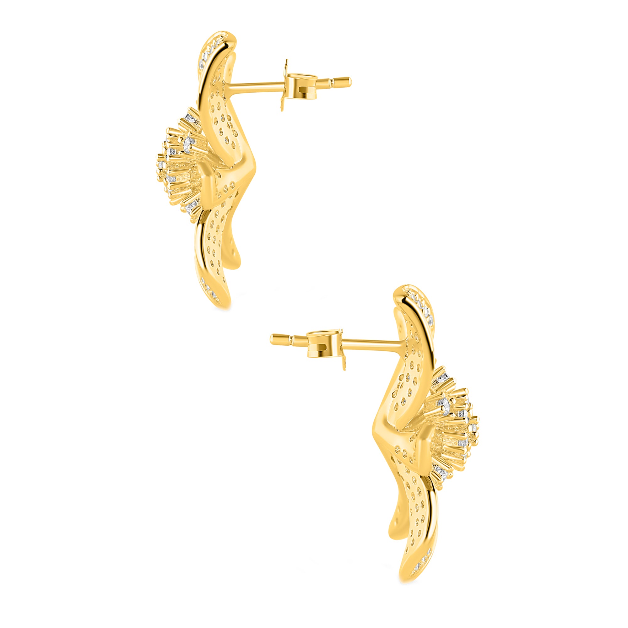 The Martha Earrings- 18k Gold Floral Studs With Yellow Diamond Simulants