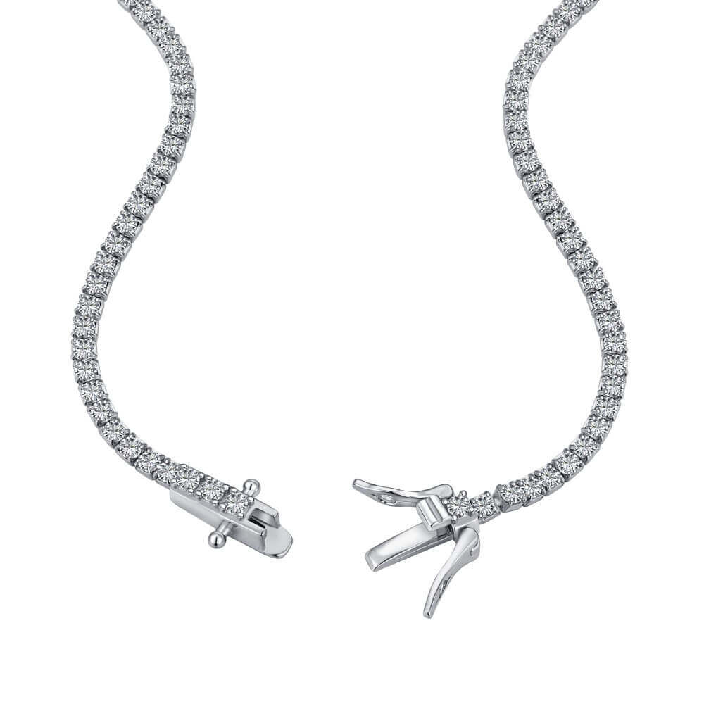 The petite luxxe tenne sterling silver tennis necklace everyday luxury by viviana halil.

