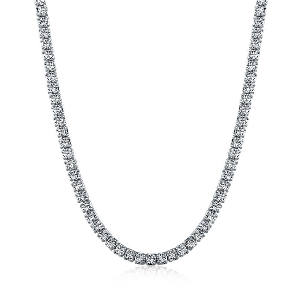 3mm sterling silver tennis necklace with diamond simulants by Viviana Halil.
