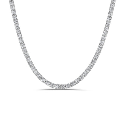 Micropavé line moissanite necklace in sterling silver with polished flat segments by Viviana Halil
